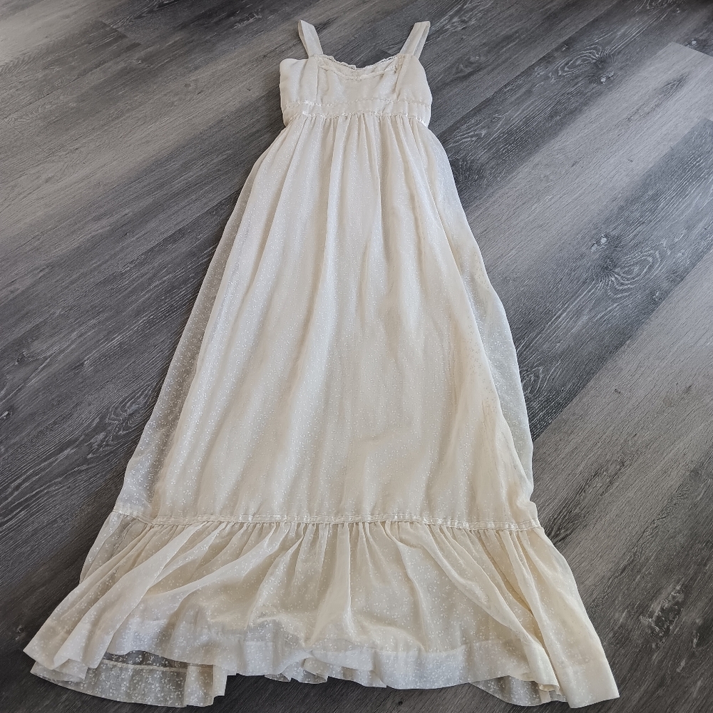 . Vintage Handmade Small Batch Cotton Lace Tie Back Prairie Maxi Slip Dress . - Picture 16 of 16